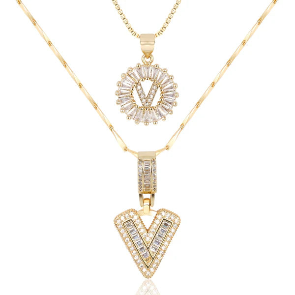18k Gold Plated 2-piece Initial Necklace | Zilènne