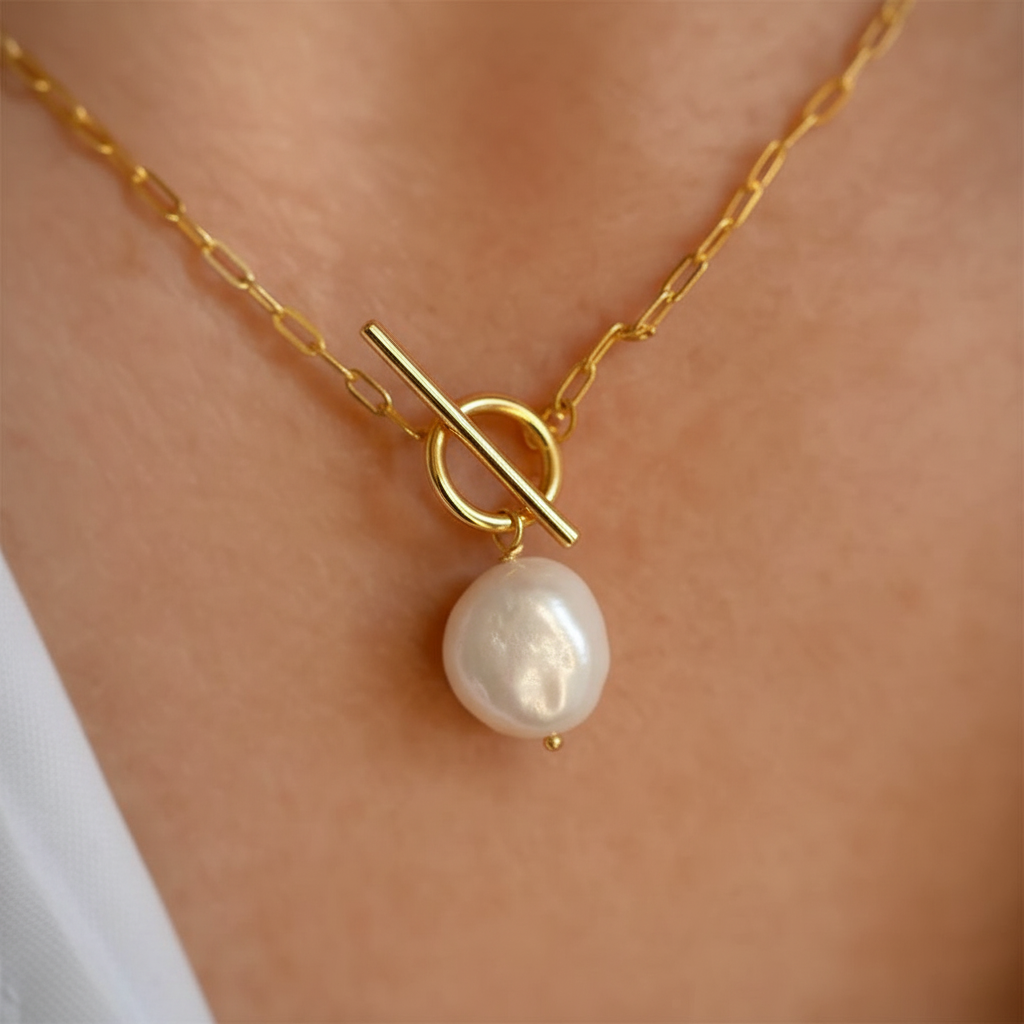 Pearl Choker Gold Detail 1